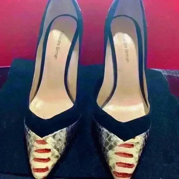 Alexandre Birman Python & Suede Pointy-Toe Pumps - Picture 7 of 11